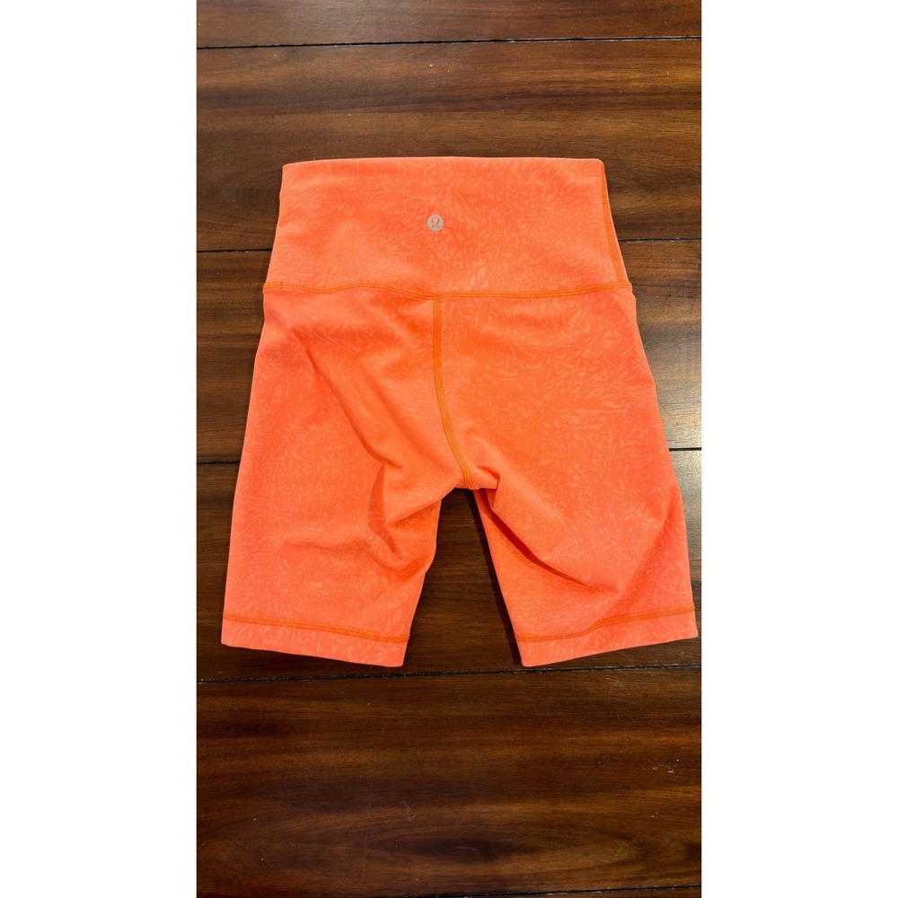 Lululemon Align High-Rise Short Orange Floral Embossed Nulu Biker Shorts Size 4 - Picture 5 of 16